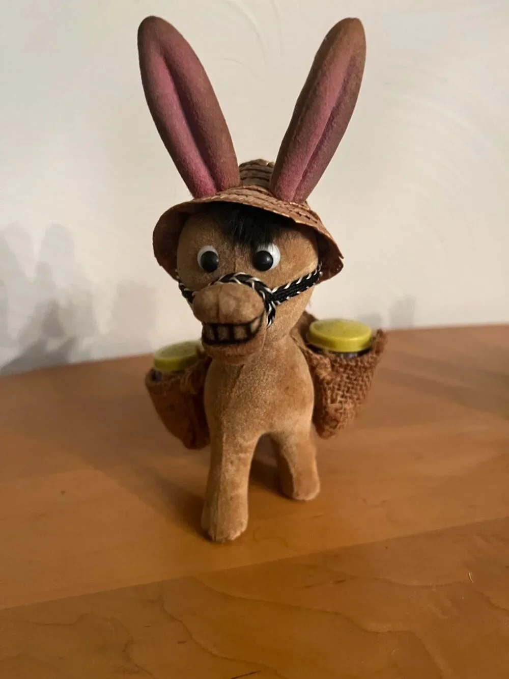 Vintage Flocked Donkey Salt And Pepper Shakers